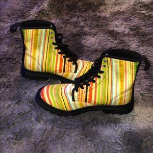 Colorful striped army boots